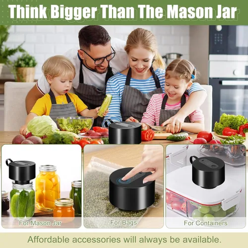 Miniatura 3 de Kit de sellado al vacío de tarros Mason eléctrico, máquina automática de sellado de parada para almacenamiento de alimentos, sellador de tarros
