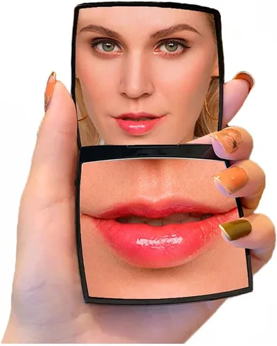Miniatura 4 de Espejo de tocador compacto de moda para mujer, elegante espejo compacto pequeño de 2 x 1 x aumento, espejo de maquillaje plegable de doble cara