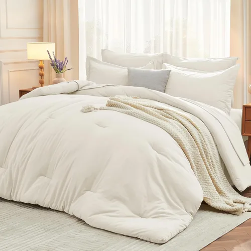 Miniatura 54 de MUXHOMO Juego de edredón de 5 piezas Twin XL, cama suave en una bolsa tamaño Twin XL, juego de ropa de cama para todas las estaciones con edredón