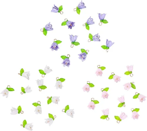 30 dijes de flores multicolor de lirio del valle para hacer joyas
