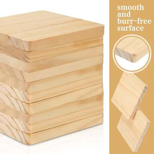 Miniatura 3 de Meanplan Posavasos de madera en blanco para manualidades con almohadillas antideslizantes, posavasos de madera sin terminar para pintura