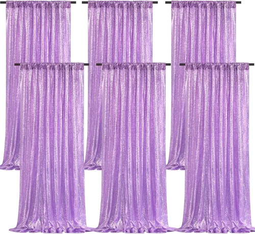 Miniatura 39 de Cortinas con lentejuelas doradas, 2 unidades de 2 x 8 pies, con brillantina, telón de fondo para bodas Rojo