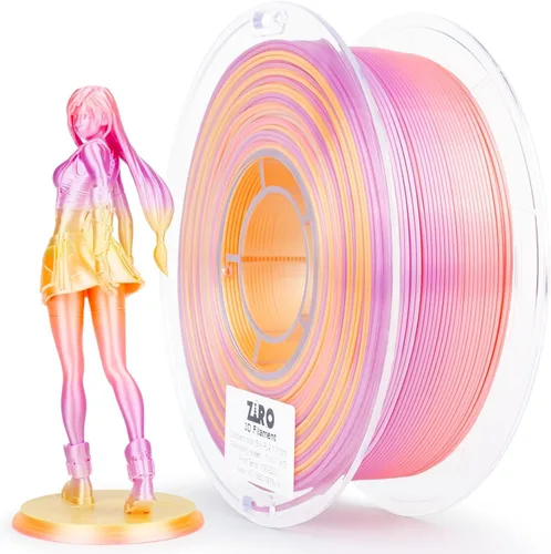 ZIRO - Filamento PLA para impresora 3D de 0.069 pulgadas, filamento sedoso brillante multicolor para impresora 3D, cambio gradual de color PLA,
