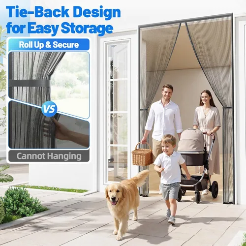 Miniatura 6 de Malla magnética resistente para puerta – Pantalla de puerta sin manos con autosellado con 50 imanes, apta para mascotas y niños, pantallas de malla