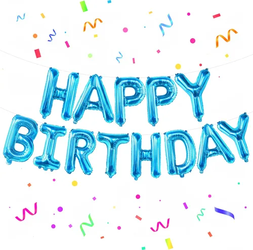 Miniatura 14 de KatchOn, Pancarta de Globos de Feliz Cumpleaños Azul Claro - 16 Pulgadas Cartel de Feliz Cumpleaños Decoración de Cumpleaños para Niños, Niñas