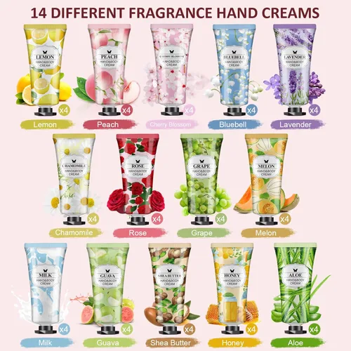 Miniatura 3 de Paquete de 56 Set de Regalos de Crema de Manos, Rellenos de Medias para Mujeres, Loción de Manos a Granel Tamaño de Viaje para Manos Secas y Crema