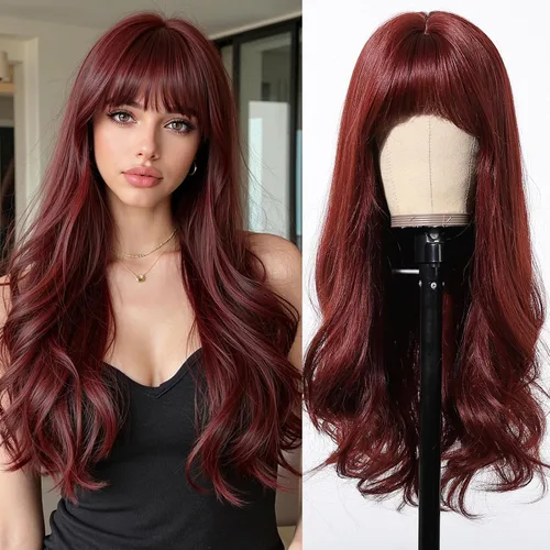 Miniatura 22 de Esmee Pelucas largas y onduladas para mujer, cabello sintético natural, resistente al calor, para uso diario y fiestas, cosplay, 24 pulgadas