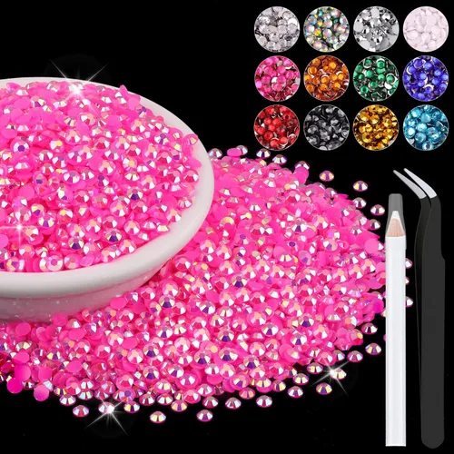 Miniatura 28 de 12000 diamantes de imitación de resina de 0.079 pulgadas a granel para manualidades (transparente), cristales deslumbrantes con parte trasera plana