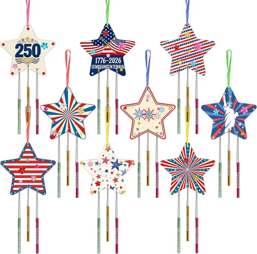 Miniatura 16 de Fennoral Paquete de 12 carillones de viento, manualidades de primavera para niños, artes y manualidades de madera para niñas y niños, haz tus Hueso