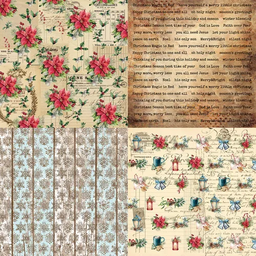 Miniatura 4 de 24 hojas de papel retro para álbumes de recortes con temática navideña, paquete de papel de álbum de recortes de una cara, 6 x 6 pulgadas