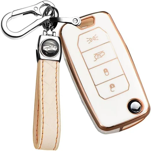 Miniatura 12 de ontto Funda para llavero de TPU para Jeep Renegade 2015-2020 con control remoto abatible, elegante funda para llavero de automóvil, funda para beige