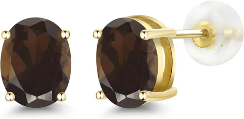 Miniatura 226 de Gem Stone King Aretes de oro de 14 quilates con piedra natal ovalada de 0.315 x 0.236 in Aretes de oro para mujer