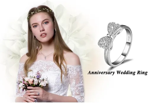 Miniatura 19 de JewelryPalace - Anillos de plata de ley 925 chapados en oro rosa, amarillo o blanco de 14 K para mujer, de compromiso, con circonia cúbica, de boda