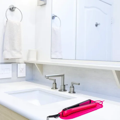 Miniatura 6 de ZAXOP Funda de silicona resistente al calor para plancha plana, rizador, herramientas de pelo caliente (rosa intenso)