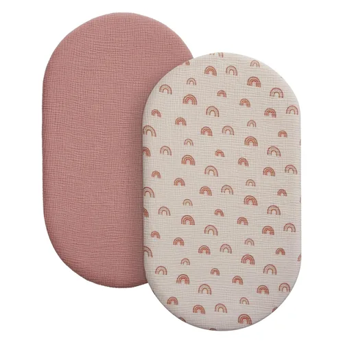 Miniatura 30 de Blissful Diary Sábanas de muselina para cuna para niñas, sábana de bebé de algodón suave bohemio para colchón de cuna estándar de 52 x 28 pulgadas