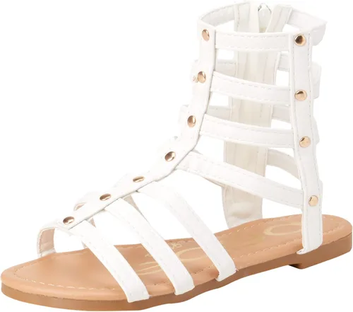 bebe Sandalias para niñas pequeñas Sandalias de gladiador con tachuelas de cuero sintético con cremallera en el tobillo (niñaniña)