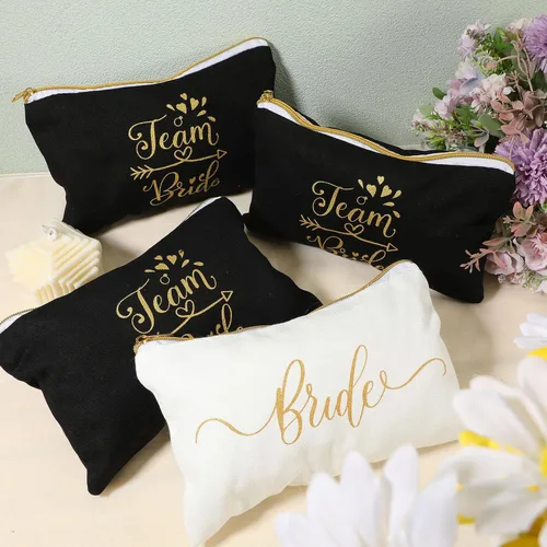 Miniatura 4 de Sweetude 27 bolsas de maquillaje cosmético para dama de honor, regalo para novia, coleteros para el cabello de novia, lazos en forma de corazón