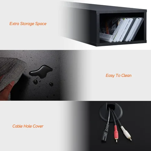 Miniatura 5 de WAMPAT Soporte de TV flotante negro de 70 pulgadas, centro de entretenimiento de montaje en pared para TV de 75 pulgadas, consola multimedia
