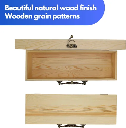 Miniatura 6 de WE Games Caja grande de madera con tapa con bisagras, acabado de madera quemada, tinte natural, caja de memoria de recuerdo, cajas decorativas