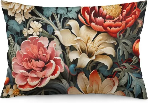 Miniatura 26 de Fundas de almohada florales azules de 12 x 20 pulgadas para primavera y verano, funda de cojín decorativa con cremallera, fundas de almohada