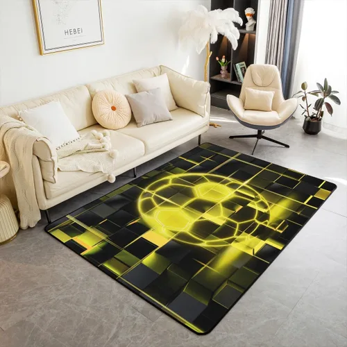 Miniatura 28 de Erosebridal Tapete de fútbol para interiores de 3 x 5 pulgadas, alfombra de fútbol neón para niños, adolescentes, hombres, brillantes, geométricas