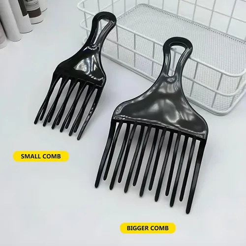 Miniatura 7 de Juego de 2 piezas de peine afro – Desenredador de doble puño grande y pequeño para pelucas, trenzas y herramienta de peinado para hombres y mujeres