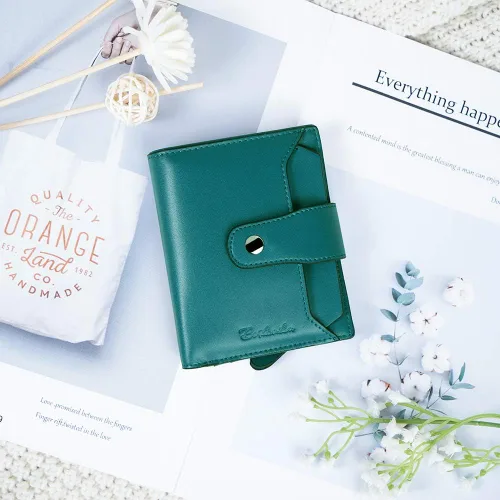 Miniatura 2 de BOSTANTEN - Billetera de cuero para mujer con bloqueo RFID, pequeña, con cremallera, de bolsillo, para tarjetas, con ventana para documento