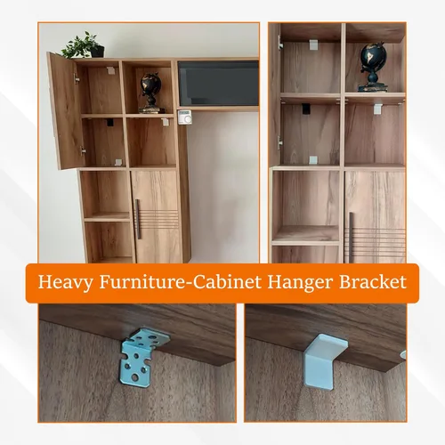 Miniatura 3 de Soporte L, soportes negros para estantes, soporte de esquina de acero inoxidable, anclajes de muebles para prueba de bebés, soportes colgantes