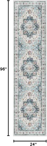 Miniatura 982 de Madane Tapete lavable de 2 x 10 pies para pasillo, cocina, recibidor, clásico, suave, antideslizante para interiores, casa de campo, baño, sala