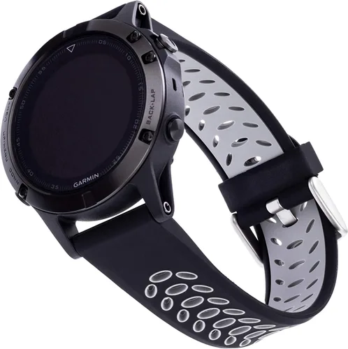 WITHit Correa de diseñador compatible con Garmin fēnix 5 y 5 Plus (paquete de 2), color negro/gris deportivo y malla negra