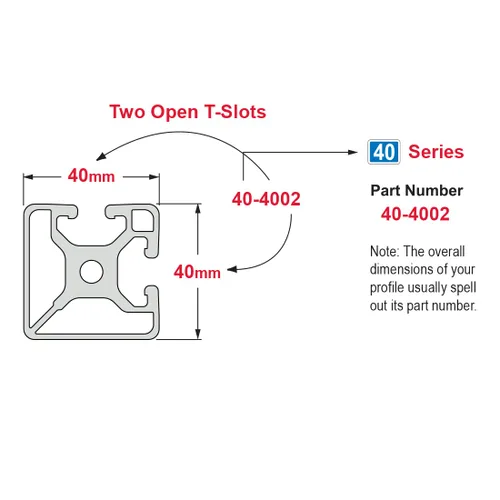 Miniatura 4 de 8020, 40-4002, Serie 40 Aluminio 1.575 in x 1.575 in 40x40 Bi-Slot Extrusión de aluminio de doble canal T Rail ranurado 80/20 Perfil liso
