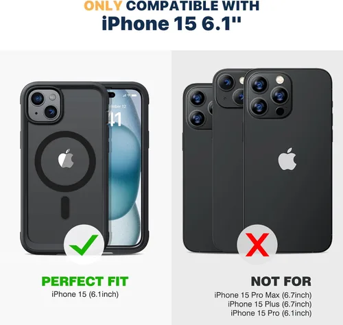 Miniatura 2 de Diaclara - Funda magnética diseñada para iPhone 15, compatible con MagSafe, protector de pantalla integrado sensible al tacto, antiarañazos