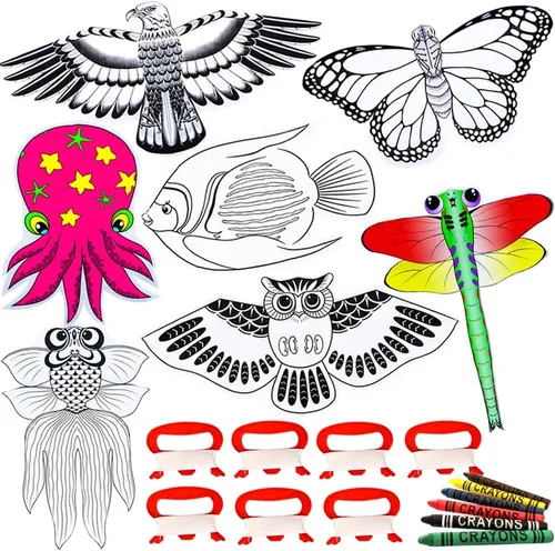 HENGDA KITE Cometa de pintura en blanco para niños y adultos, kit de fabricación de cometas a granel, kit de decoración para colorear para fiestas,