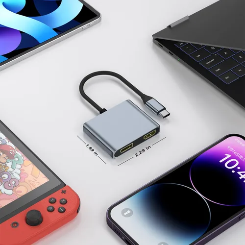 Miniatura 9 de Adaptador divisor USB C a HDMI y DisplayPort 4K a 60Hz, adaptador de monitor dual para pantalla extendida con HDMI/DisplayPort/USB3.0/100W PD carga