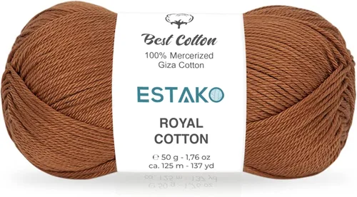 Miniatura 65 de Estako Algodón Royal, 100% hilo de algodón giza mercerizado, suave, súper fino 1 para ganchillo y tejer, 1.76 onzas (50g) / 137 yardas (125m)