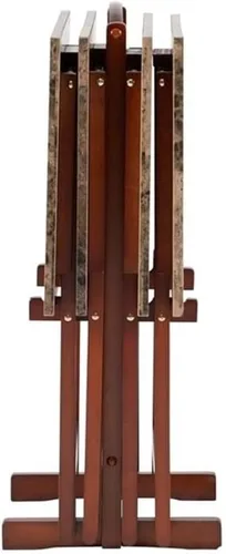 Miniatura 10 de Pemberly Row Juego de mesa plegable de madera de 5 piezas, parte superior de mármol sintético marrón, construcción de madera de caucho resistente