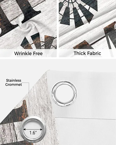 Miniatura 5 de BEMIGO Cortinas de puerta 100% opacas, molino de viento rústico, insonorizadas, aislamiento térmico, cortinas y cortinas para puerta temporal