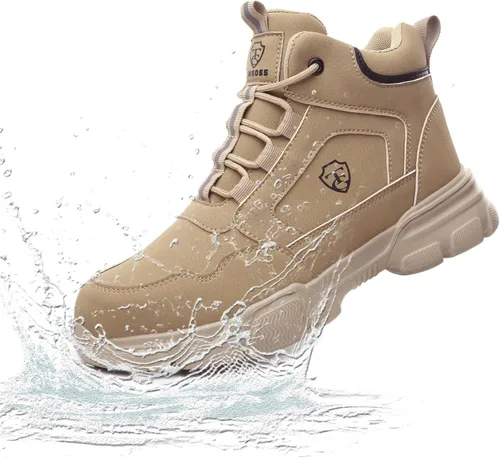 Miniatura 8 de PJZHJ Botas de punta de acero impermeables para hombres, Botas de trabajo de seguridad, Botas de punta de acero ligeras, Botas de construcción
