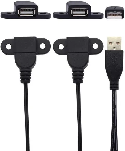 Miniatura 3 de Cable de extensión de carga USB 2.0 macho a doble hembra, mesita de noche para muebles, sofá, puerto de carga a bordo, cable de montaje en panel