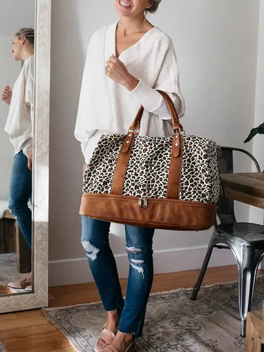 Miniatura 3 de Newshows Bolsa de viaje para mujer con manga para equipaje, marrón (Leopard-brown)), Newshows SM04V949
