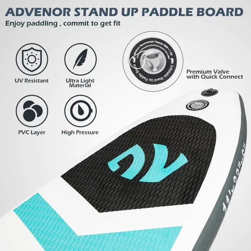 Miniatura 3 de Tabla de Paddle Board de 11' x 33" x 6" Extra Ancha Inflable Stand Up Paddle Board con Bomba de Mano, Correa, Pala Ajustable Para Versión Básica