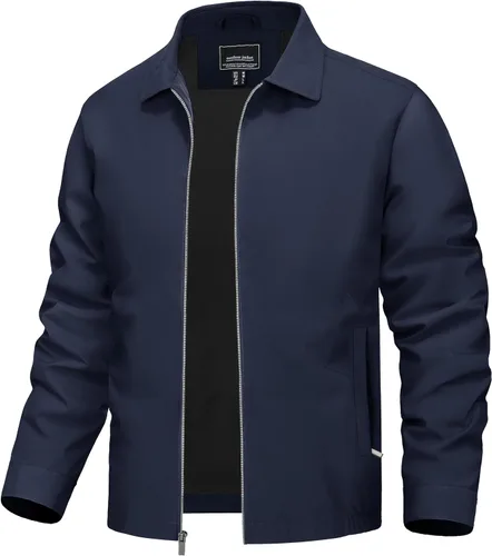 Miniatura 12 de TACVASEN Chaqueta Cortavientos Ligera para Hombre con Cremallera Completa Cuello Plegable Chaquetas Abrigo Casual Ligero con Bolsillos con Cremallera