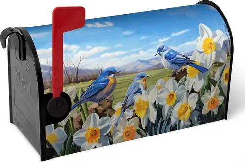Miniatura 28 de Funda para buzón de verano magnética, girasol de verano impermeable, fundas para buzón de primavera, mariposas florales, buzón de poste, cubiertas