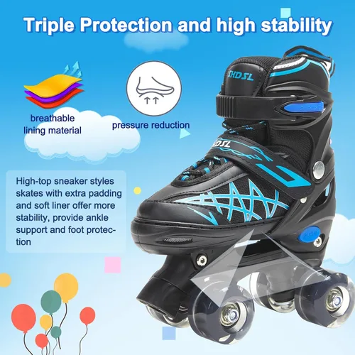 Miniatura 4 de SHDSL Patines de ruedas para niñas para niños principiantes 4 tamaños ajustables, patines de ruedas iluminados con 8 ruedas para niñas, patines
