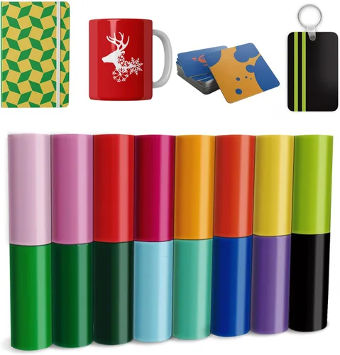 Lucky Goddness Hojas de transferencia de color sólido, 16 piezas de papel de transferencia preimpreso de color liso de 4.5 x 12 pulgadas para tazas