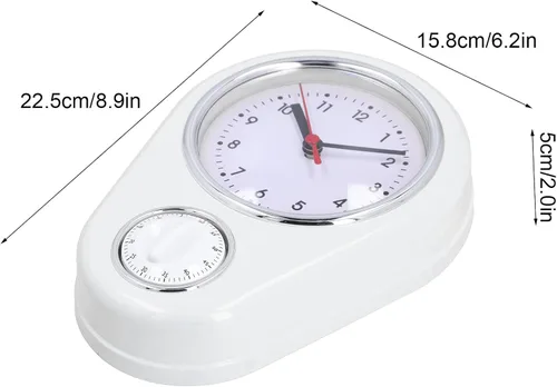 Miniatura 2 de Tyenaza Reloj de pared retro con temporizador de cocina de 9 pulgadas, multifuncional, innovador reloj de cuarzo de operación silenciosa