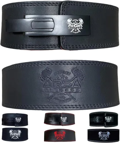 Arsa Fitness - Cinturón de palanca ajustable para levantamiento de pesas para hombres y mujeres, piel de vaca real para levantamiento de pesas,