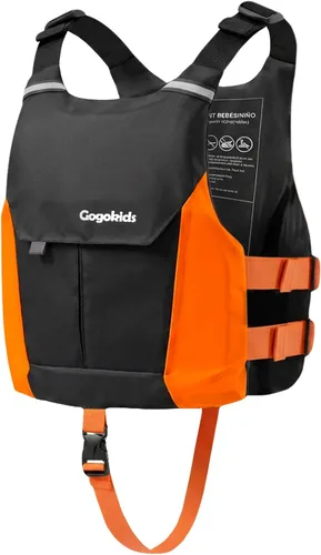 Gogokids Chaleco de natación para niños y jóvenes de 50 a 125 libras, chaleco de natación ligero de perfil bajo con bolsillo frontal, hebillas