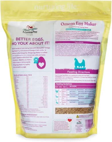 Miniatura 2 de Manna Pro Omega Egg Maker, suplemento de alimentación de pollo para gallinas ponedoras, alimento para aves de corral con ácidos grasos omega-3