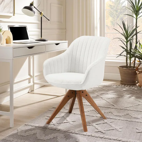 Miniatura 28 de Zouron Silla giratoria moderna de mediados de siglo con patas de metal dorado, silla de escritorio tapizada sin ruedas, silla de oficina lateral Oro